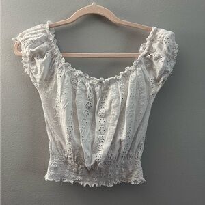 Paper Tee‎ White Eyelet Blouse